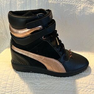 Puma Sky Wedge sneakers - Black/Rose Gold EUC - Size 8.5